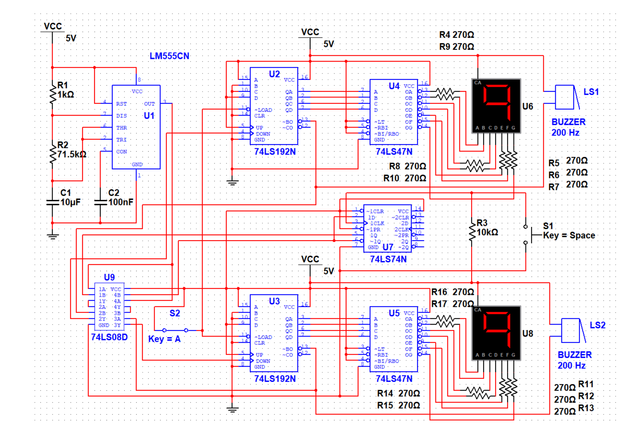 Ultra-Bullet Digital Chess Clock Timer Circuit